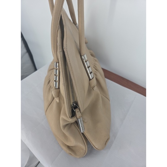 Bodhi Tan Soft Pebbled Leather Handbag Boho Pleats Please Purse Big Bag Nice - Picture 7 of 12